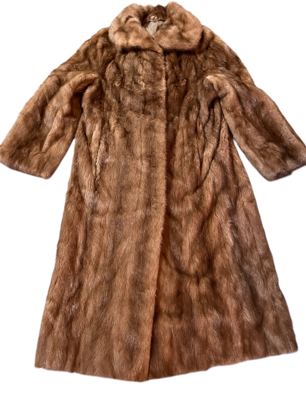 Luxurious Brown Mink Fur Full-Length Coat. MEDIUM. Satin lined. Soft!